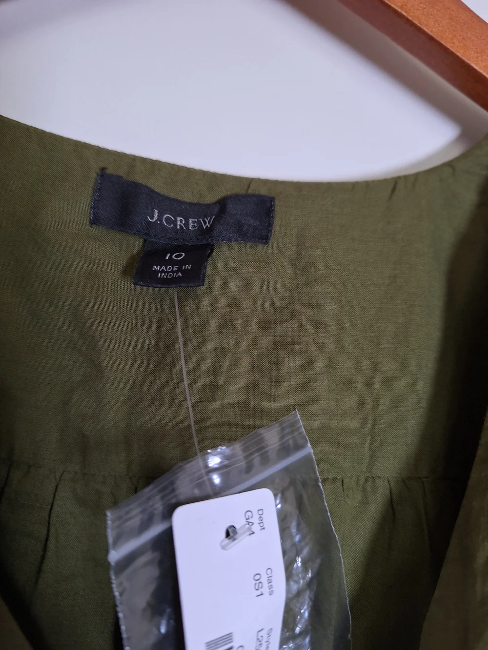 J.Crew Women's Olive Green Tiered Midi Dress Flutter Sleeve Pom Pom Trim Size 10